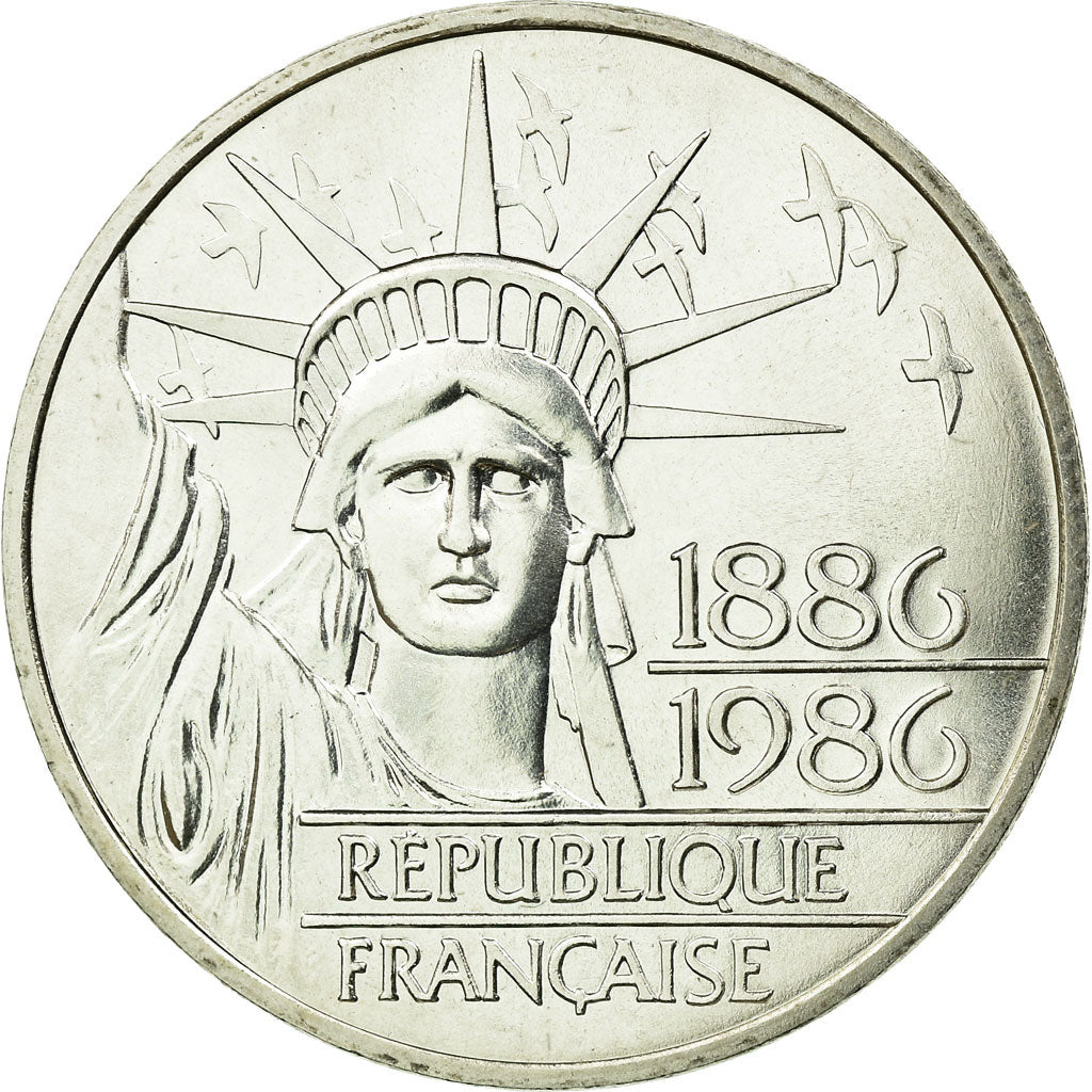 Coin, France, Statue de la Liberté, 100 Francs, 1986, AU(55-58), Silver