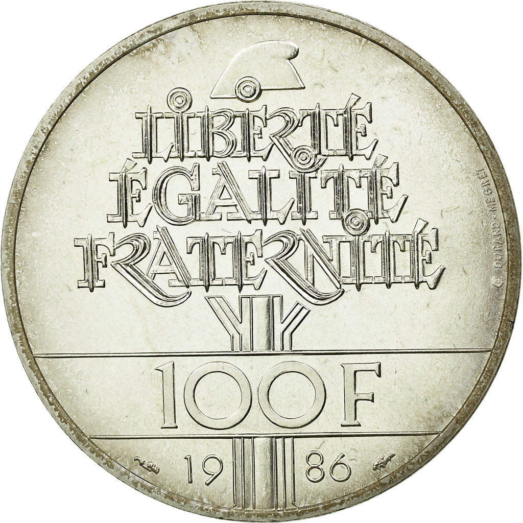 Coin, France, Statue de la Liberté, 100 Francs, 1986, AU(55-58), Silver