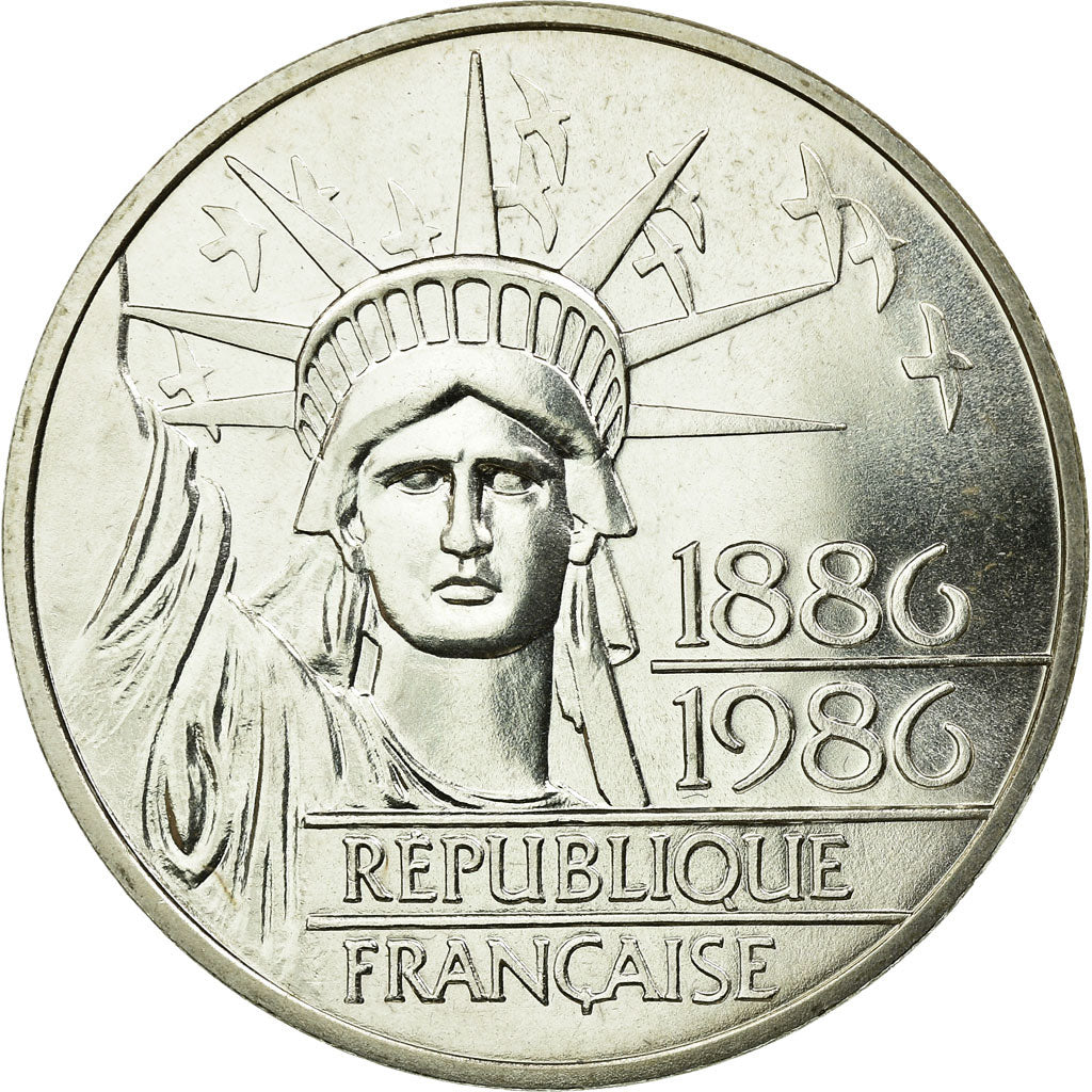 Coin, France, Statue de la Liberté, 100 Francs, 1986, AU(55-58), Silver