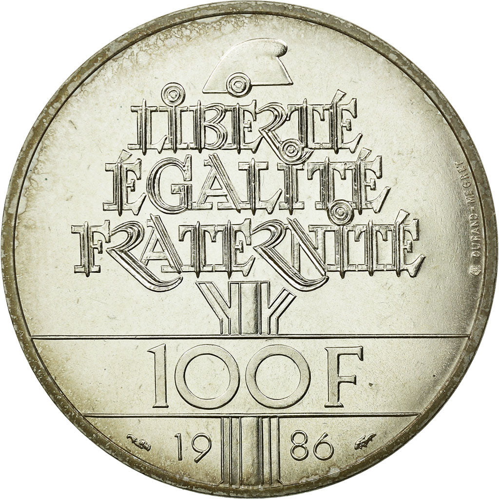 Coin, France, Statue de la Liberté, 100 Francs, 1986, AU(55-58), Silver