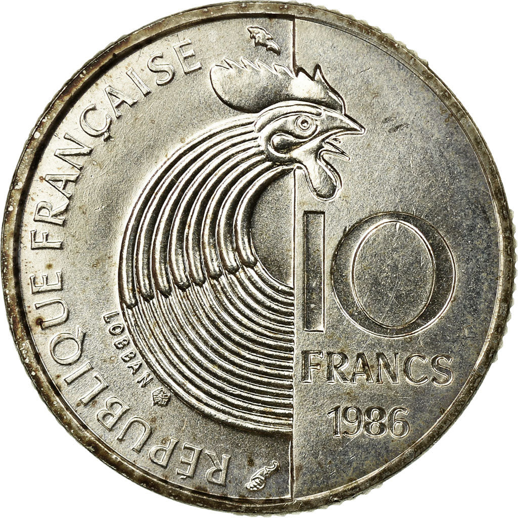 Moneda, Francia, 10 Francs, 1986, Paris, MBC, Plata, KM:958a, Gadoury:825
