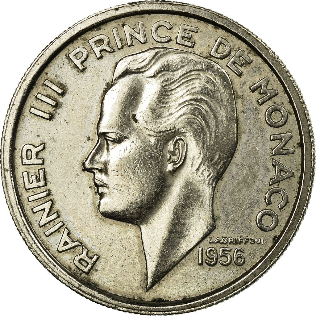 Coin, Monaco, Rainier III, 100 Francs, Cent, 1956, EF(40-45), Copper-nickel