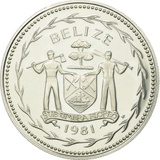 Moeda, Belize, Dollar, 1981, Franklin Mint, MS(65-70), Prata, KM:43a