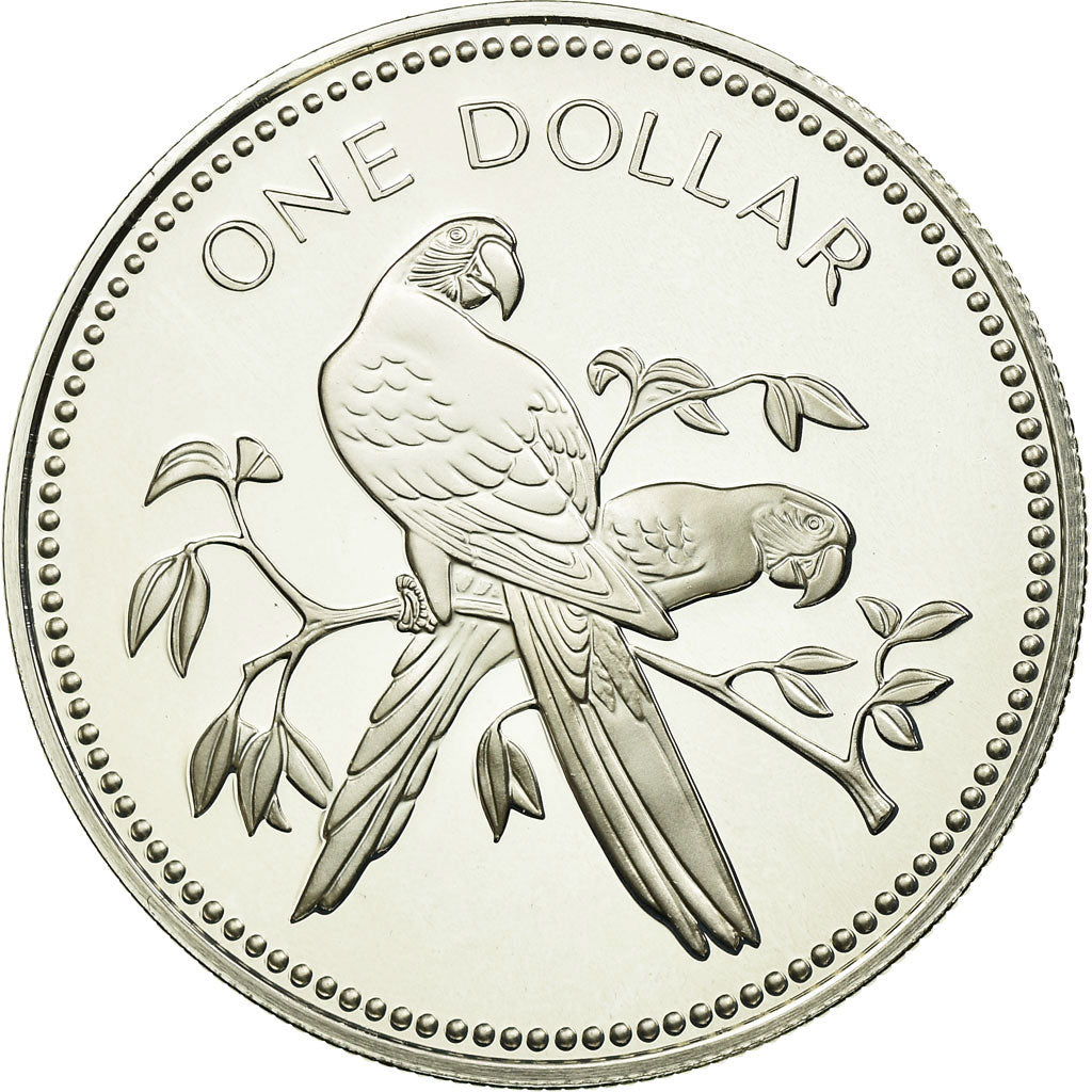 Moeda, Belize, Dollar, 1981, Franklin Mint, MS(65-70), Prata, KM:43a