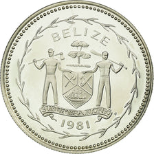 Moeda, Belize, 25 Cents, 1981, Franklin Mint, MS(65-70), Prata, KM:49a