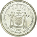 Moeda, Belize, 25 Cents, 1981, Franklin Mint, MS(65-70), Prata, KM:49a