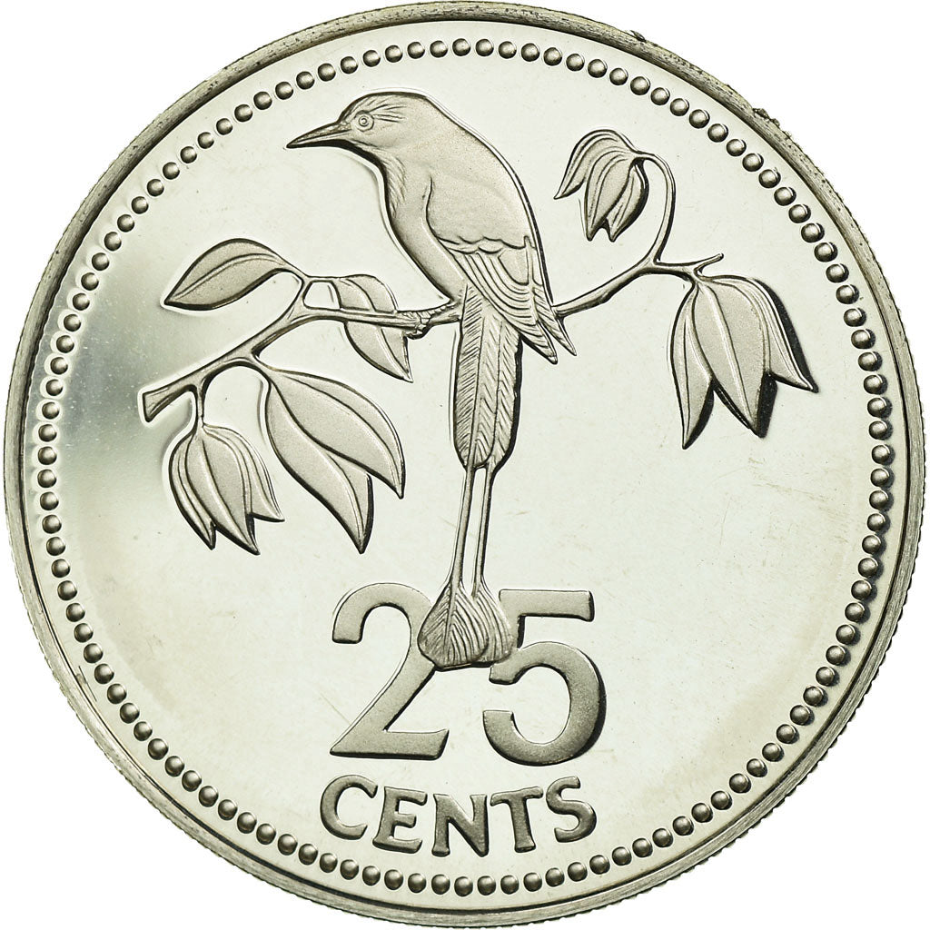 Moeda, Belize, 25 Cents, 1981, Franklin Mint, MS(65-70), Prata, KM:49a