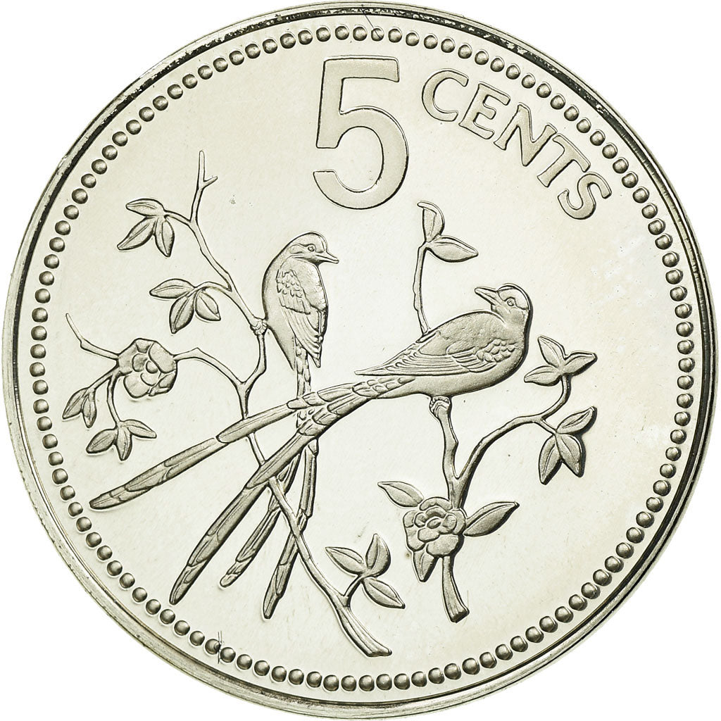 Moeda, Belize, 5 Cents, 1981, Franklin Mint, MS(65-70), Prata, KM:47a