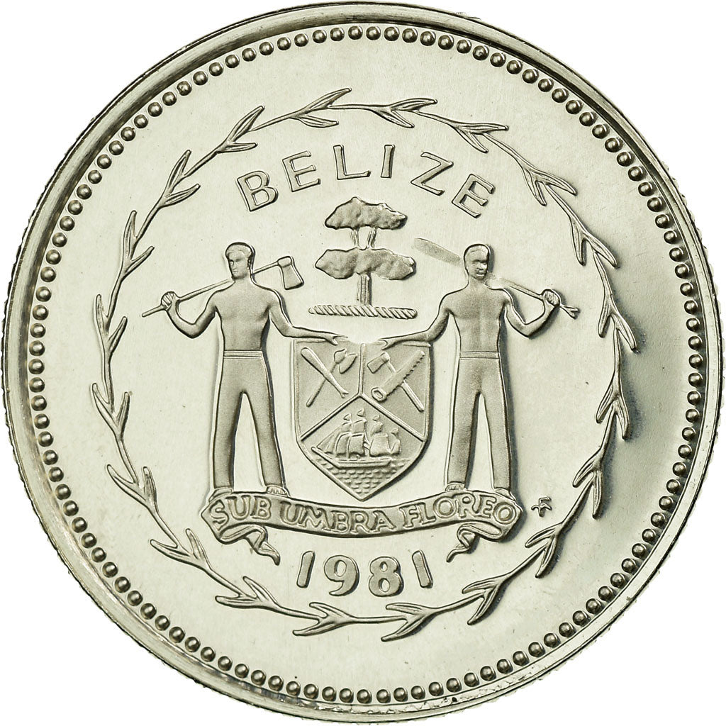 Moneta, Belize, 10 Cents, 1981, Franklin Mint, MS(65-70), Srebro, KM:48a