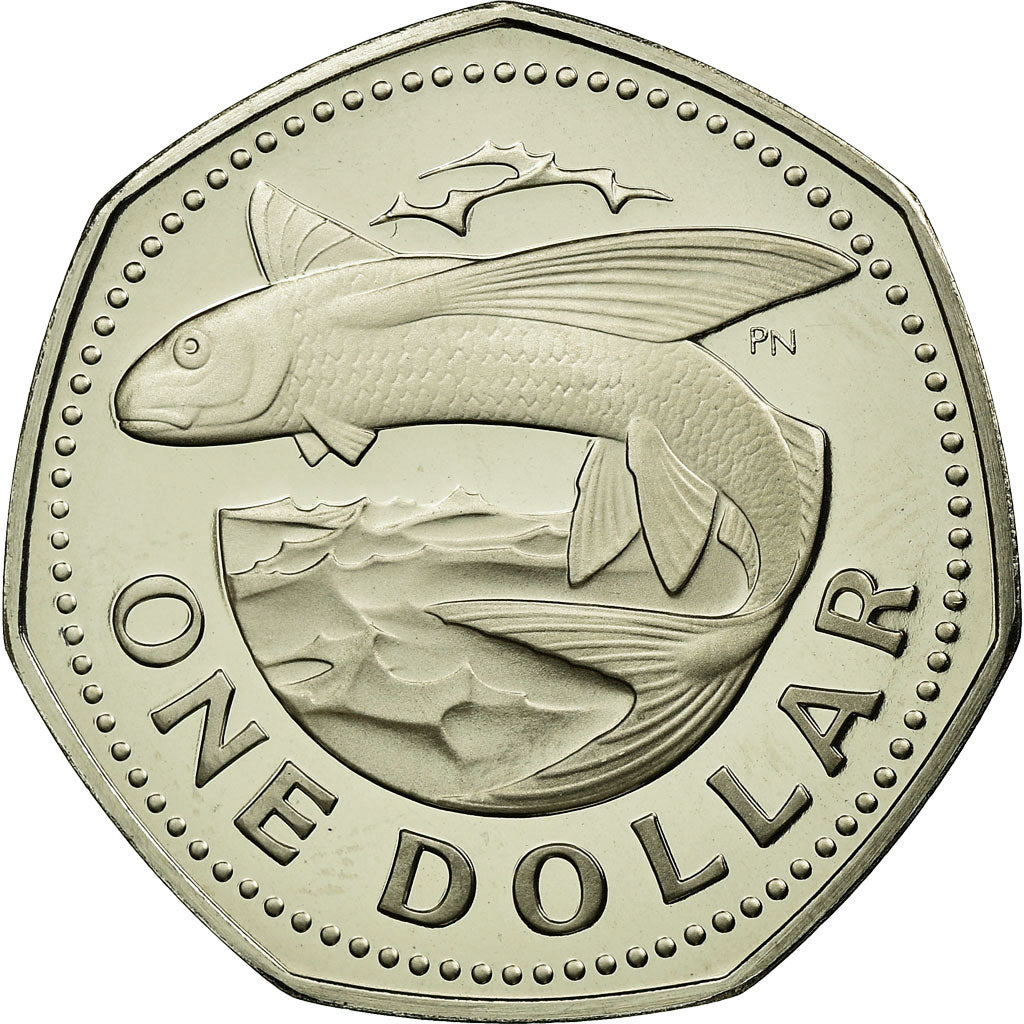 Coin, Barbados, Dollar, 1975, Franklin Mint, MS(65-70), Copper-nickel, KM:14.1