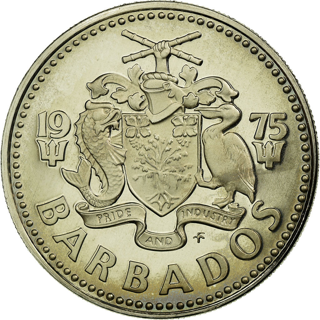 Monnaie, Barbados, 25 Cents, 1975, Franklin Mint, FDC, Copper-nickel, KM:13