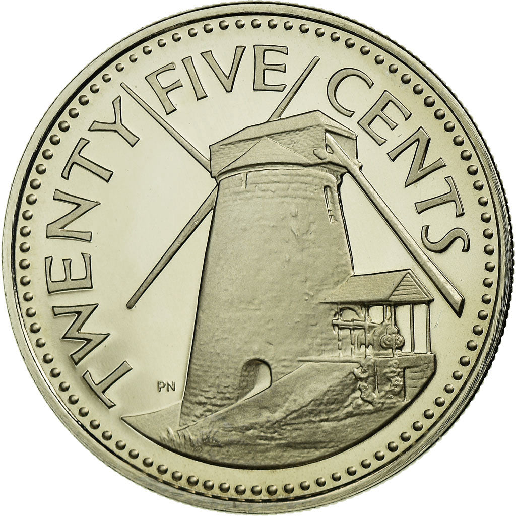 Monnaie, Barbados, 25 Cents, 1975, Franklin Mint, FDC, Copper-nickel, KM:13