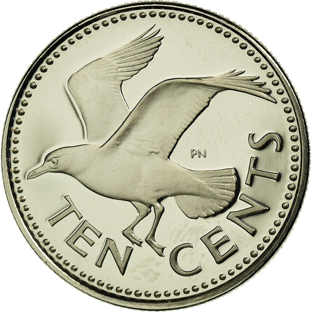 Coin, Barbados, 10 Cents, 1975, Franklin Mint, MS(65-70), Copper-nickel, KM:12