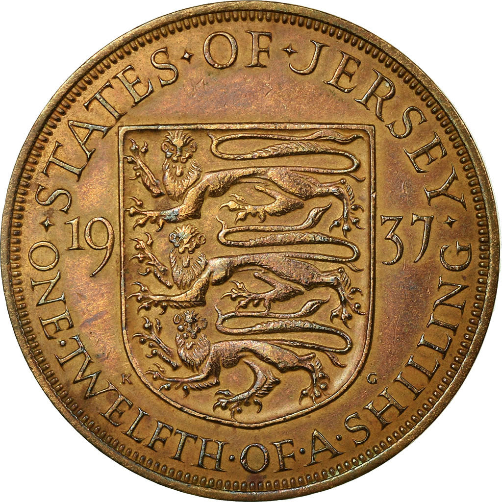 Coin, Jersey, George VI, 1/12 Shilling, 1937, EF(40-45), Bronze, KM:18