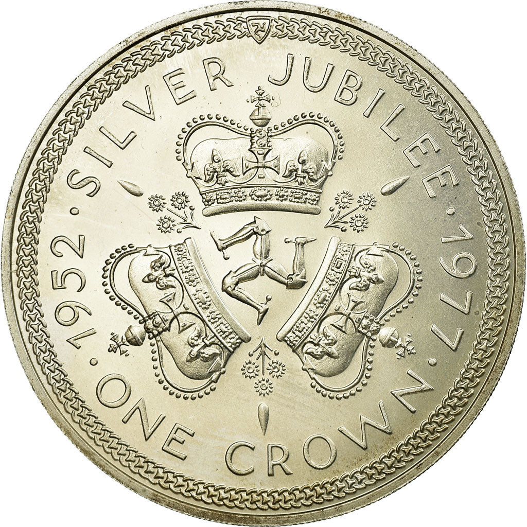 Coin, Isle of Man, Elizabeth II, Crown, 1977, Pobjoy Mint, MS(63), Silver