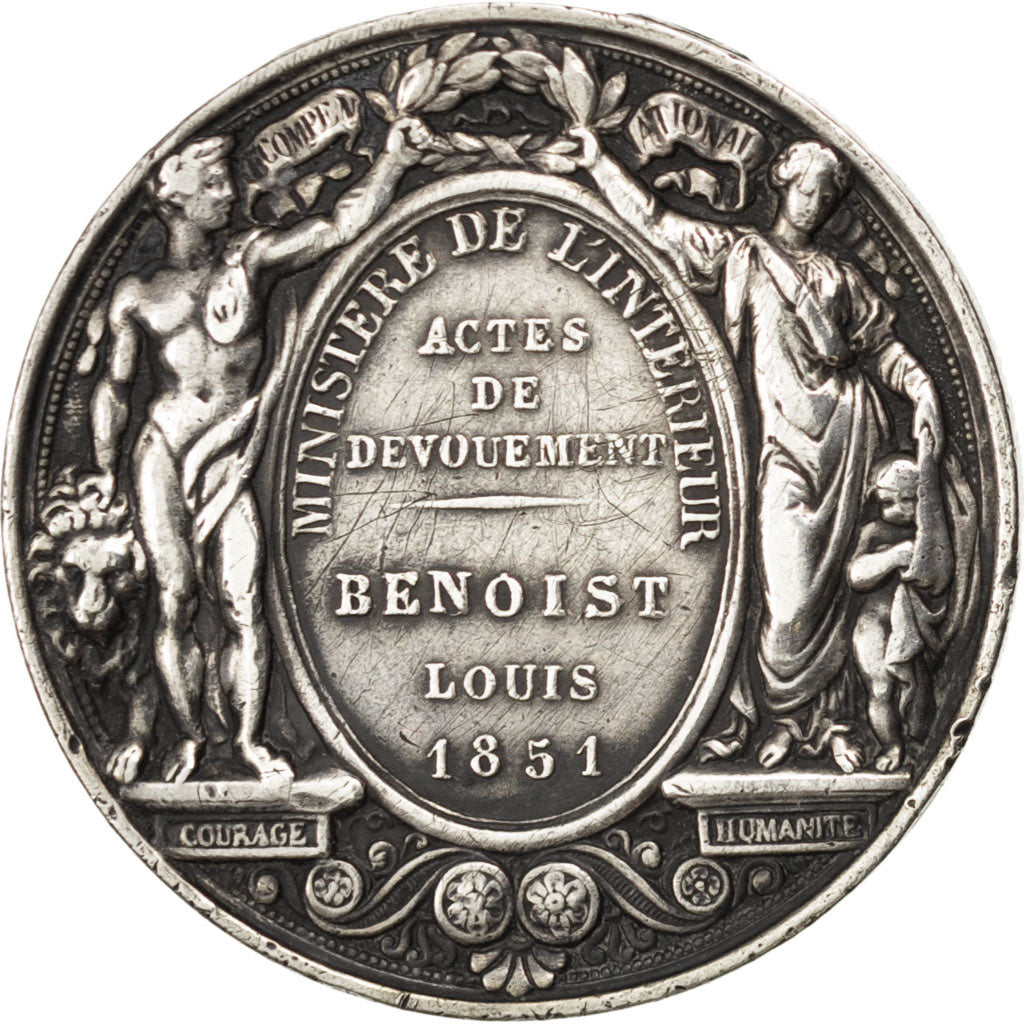 Francia, Medal, French Second Republic, Politics, Society, War, BB+, Argento, 27