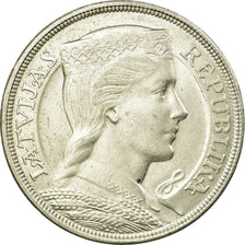 Moneta, Łotwa, 5 Lati, 1929, AU(55-58), Srebro, KM:9