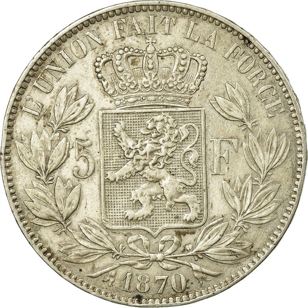 Coin, Belgium, Leopold II, 5 Francs, 5 Frank, 1870, VF(30-35), Silver, KM:24