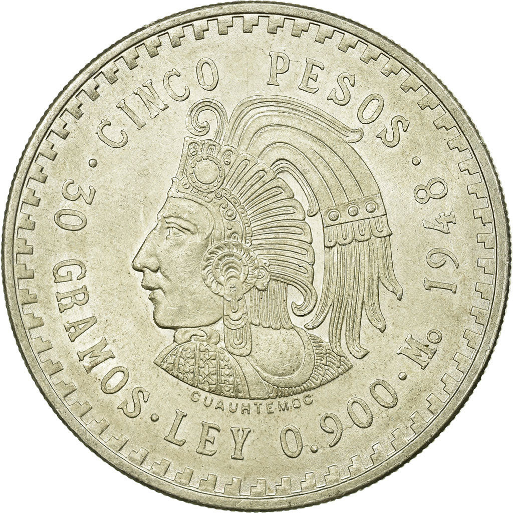 Coin, Mexico, 5 Pesos, 1948, Mexico City, EF(40-45), Silver, KM:465