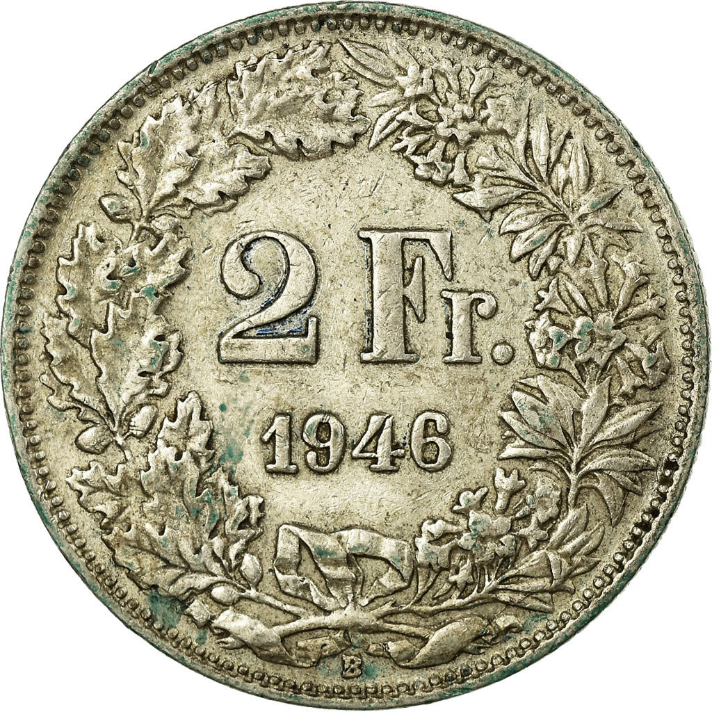 Coin, Switzerland, 2 Francs, 1946, Bern, VF(30-35), Silver, KM:21