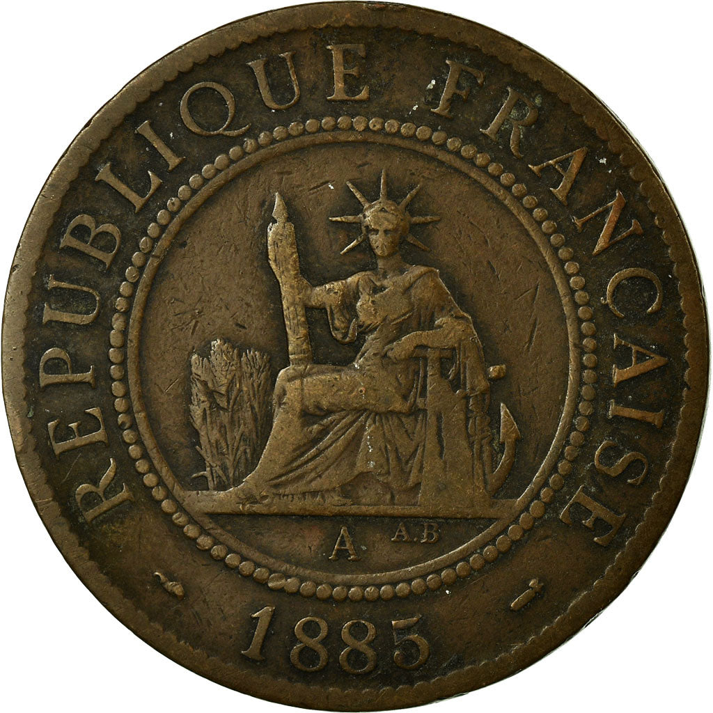 Coin, FRENCH INDO-CHINA, Cent, 1885, Paris, VF(30-35), Bronze, KM:1