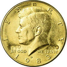 Monnaie, États-Unis, Half Dollar, 1983, Denver, 1960 - 1980, TTB, Métal doré