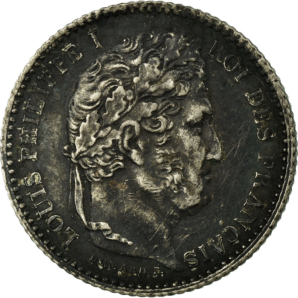 Moneda, Francia, Louis-Philippe, 25 Centimes, 1845, Rouen, MBC, Plata, KM:755.2