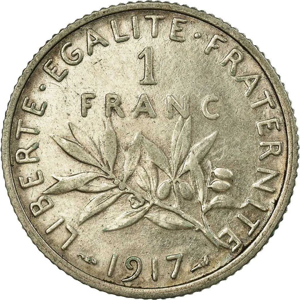 Coin, France, Semeuse, Franc, 1917, Paris, EF(40-45), Silver, KM:844.1