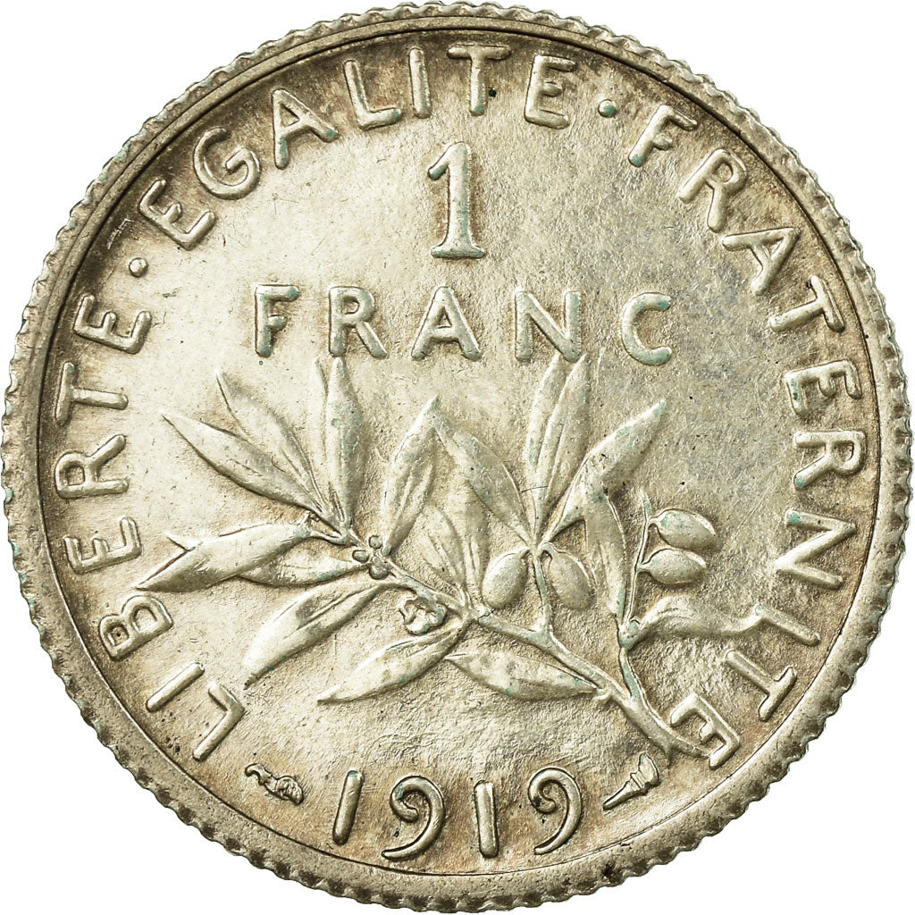 Coin, France, Semeuse, Franc, 1919, Paris, MS(60-62), Silver, KM:844.1