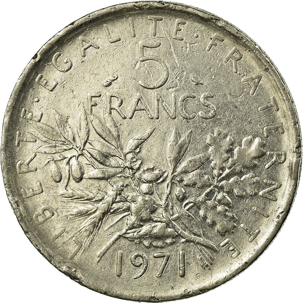 Moeda, França, Semeuse, 5 Francs, 1971, Paris, VF(20-25), Cobre-Níquel