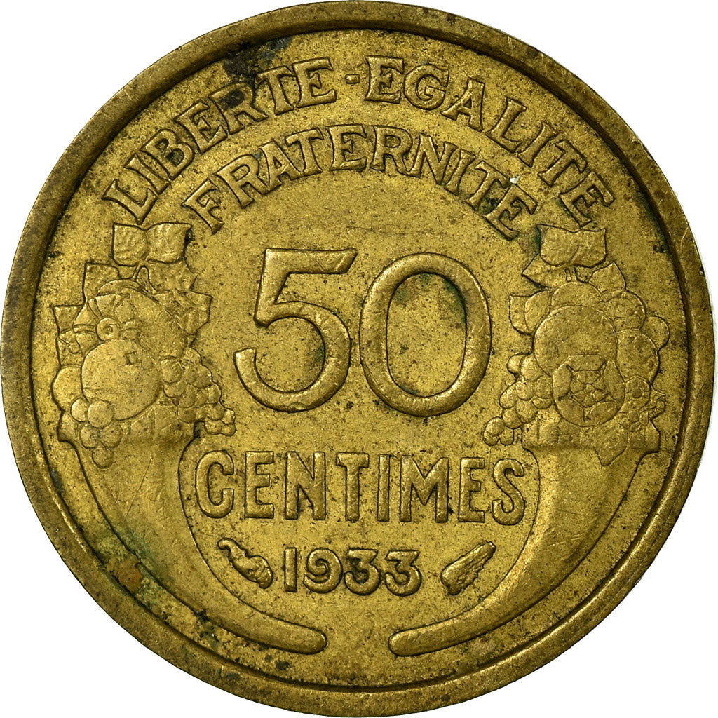 Coin, France, Morlon, 50 Centimes, 1933, Paris, VF(30-35), Aluminum-Bronze