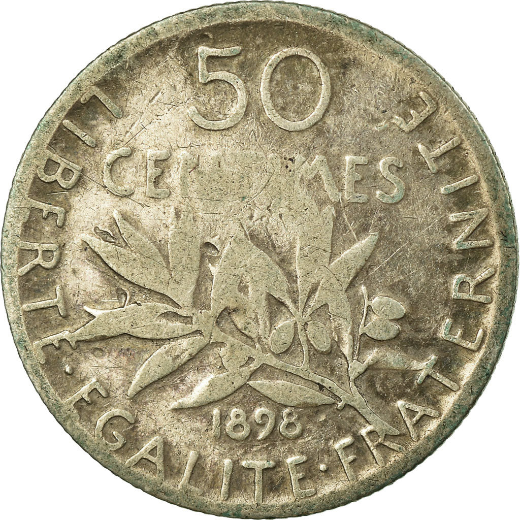 Coin, France, Semeuse, 50 Centimes, 1898, Paris, VF(20-25), Silver, KM:854