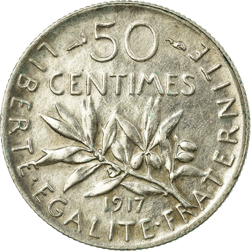 Monnaie, France, Semeuse, 50 Centimes, 1917, Paris, SUP, Argent, Gadoury:420