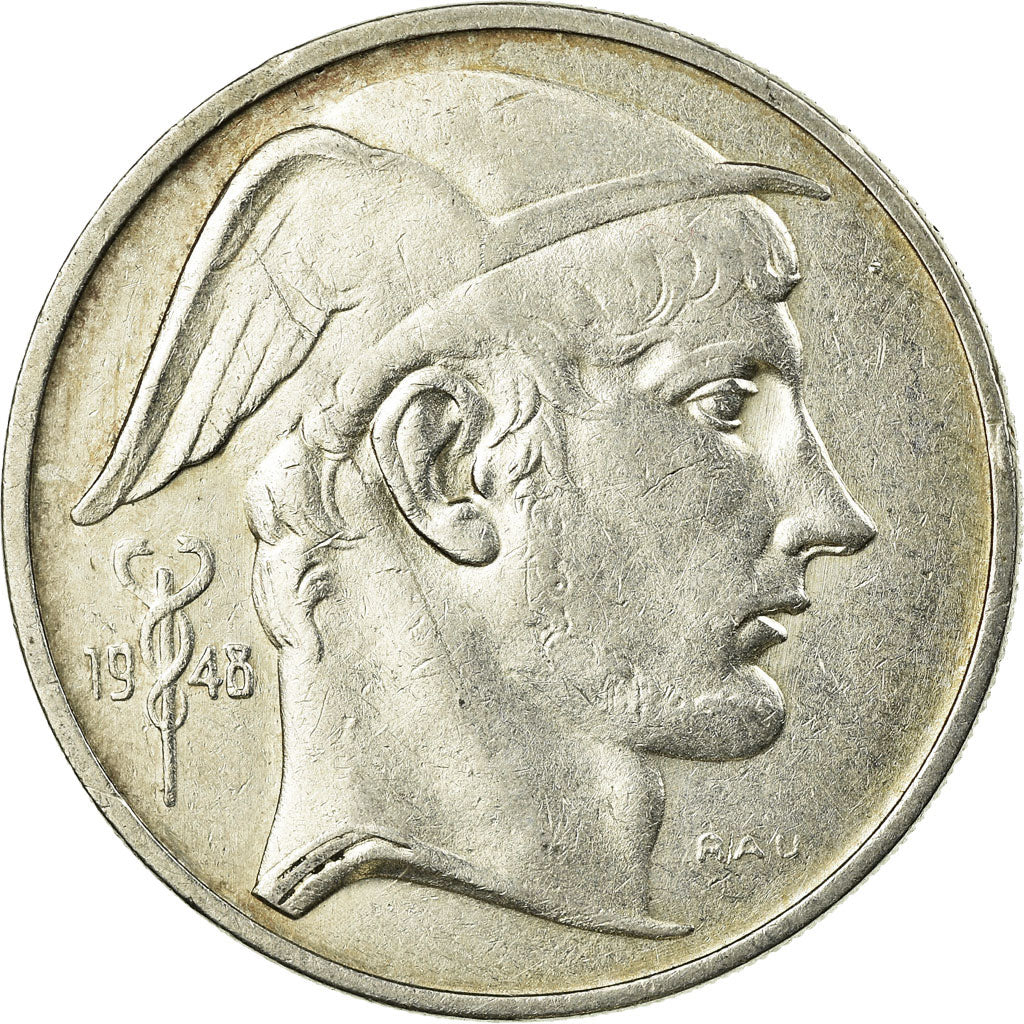 Coin, Belgium, 50 Francs, 50 Frank, 1948, EF(40-45), Silver, KM:136.1