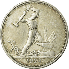 Coin, Russia, 50 Kopeks, 1924, Saint-Petersburg, EF(40-45), Silver, KM:89.1