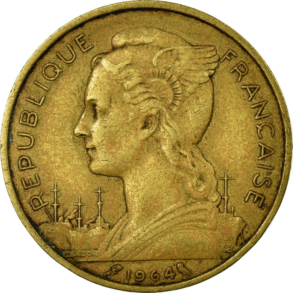 Coin, Réunion, 20 Francs, 1964, EF(40-45), Aluminum-Bronze, KM:11