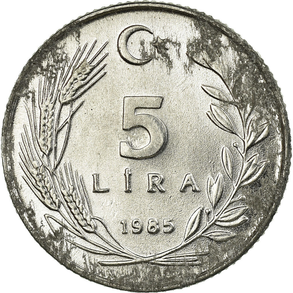 Coin, Turkey, 5 Lira, 1985, EF(40-45), Aluminum, KM:963