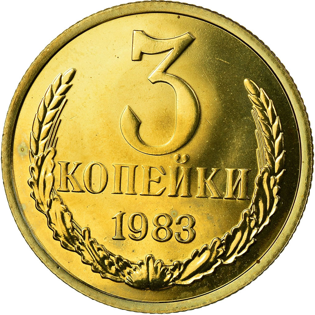 Coin, Russia, 3 Kopeks, 1983, Saint-Petersburg, MS(63), Aluminum-Bronze, KM:128a