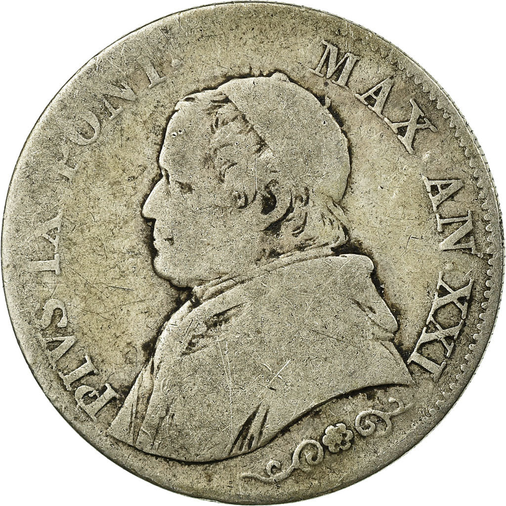 Monnaie, États italiens, PAPAL STATES, Pius IX, Lira, 1866, Roma, B+, Argent