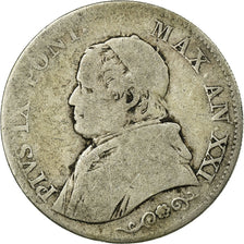 Monnaie, États italiens, PAPAL STATES, Pius IX, Lira, 1866, Roma, B+, Argent