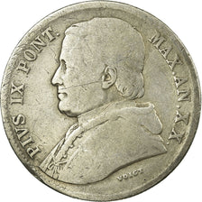 Coin, ITALIAN STATES, PAPAL STATES, Pius IX, 20 Baiocchi, 1865, Roma, VF(20-25)