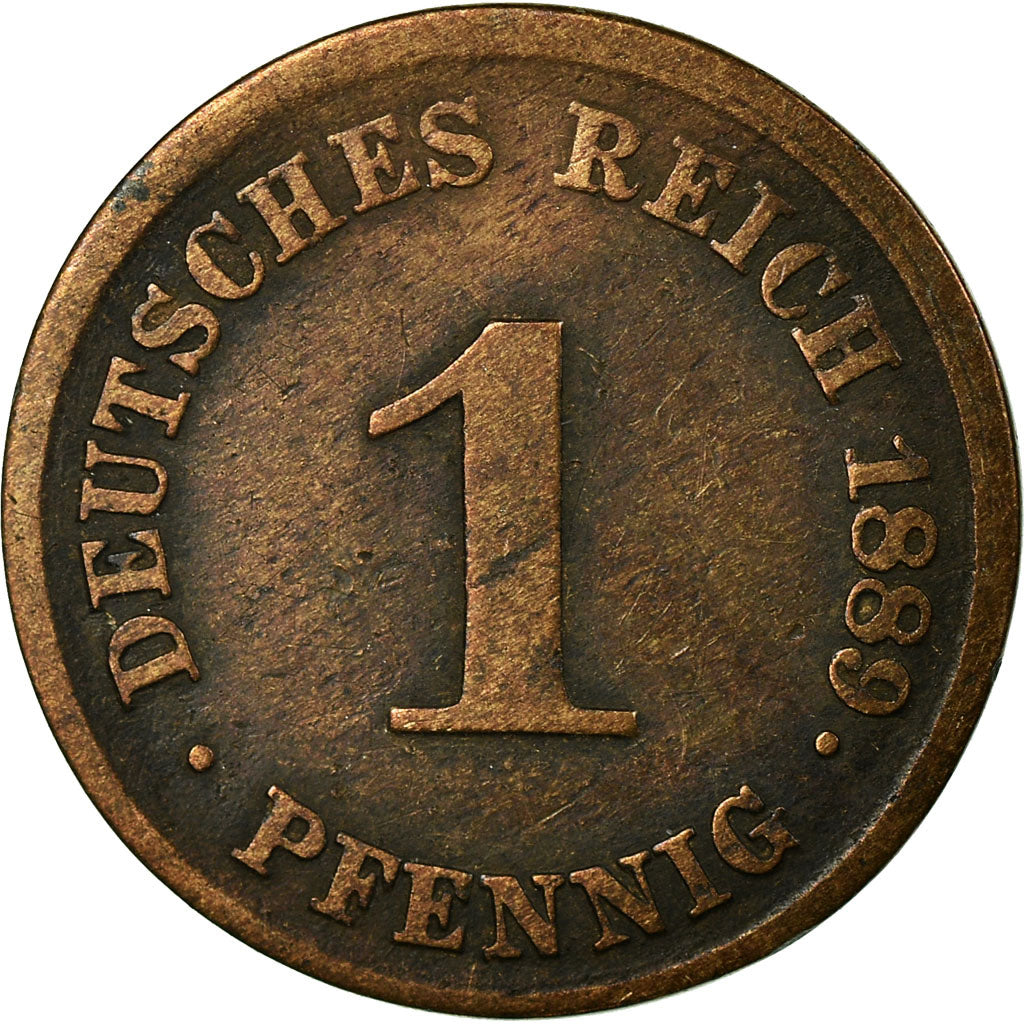 Coin, GERMANY - EMPIRE, Wilhelm I, Pfennig, 1889, Munich, EF(40-45), Copper