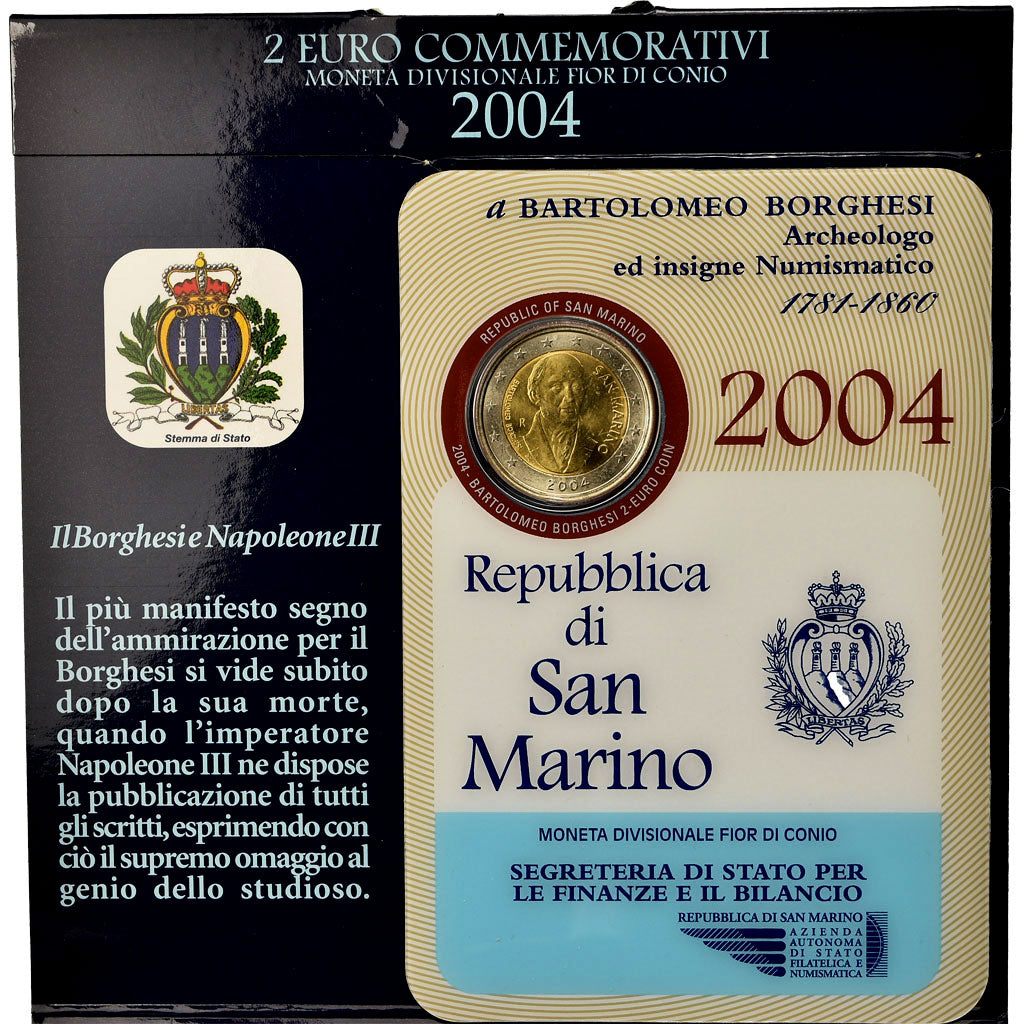 San Marino, 2 Euro, Bartolomeo Borghesi, 2004, Sin información