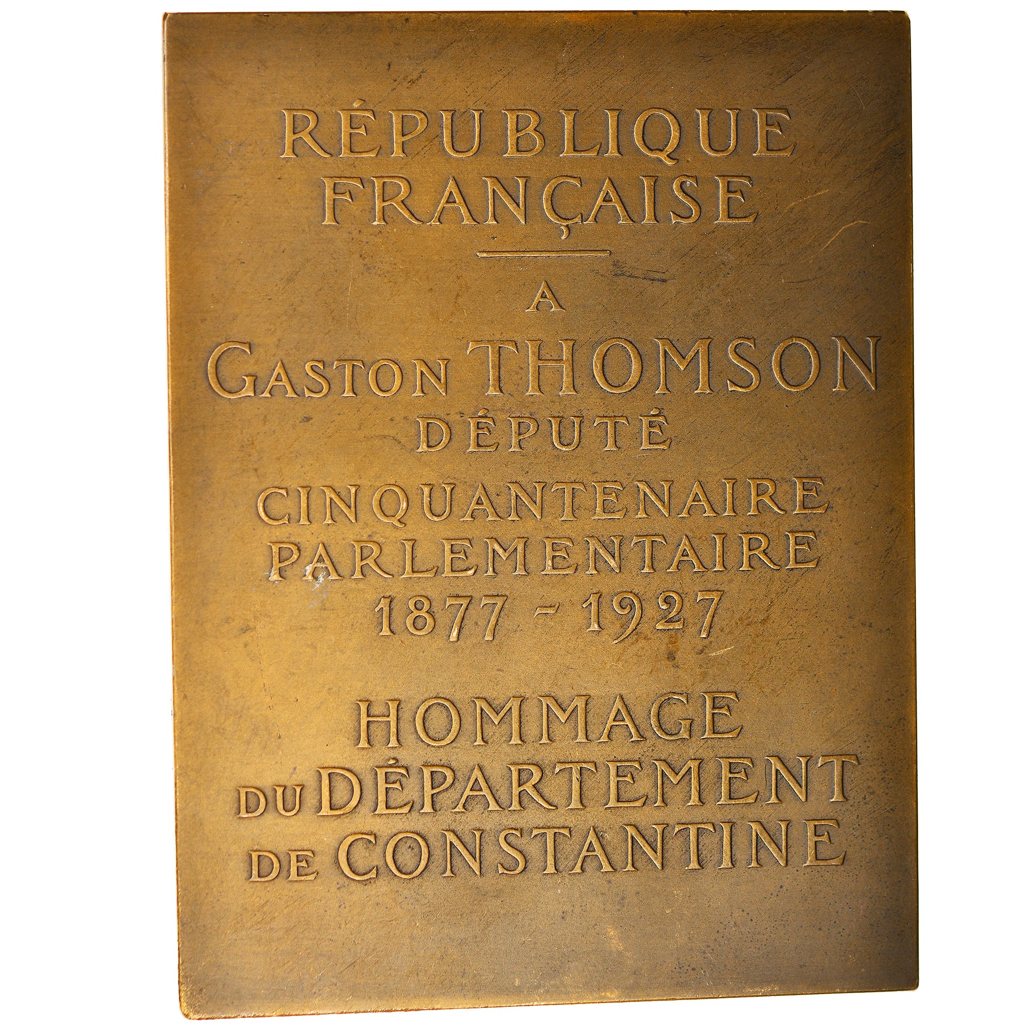 Algeria, Medaille, Hommage de Constantine à Gaston TOMSON, Politics, Society