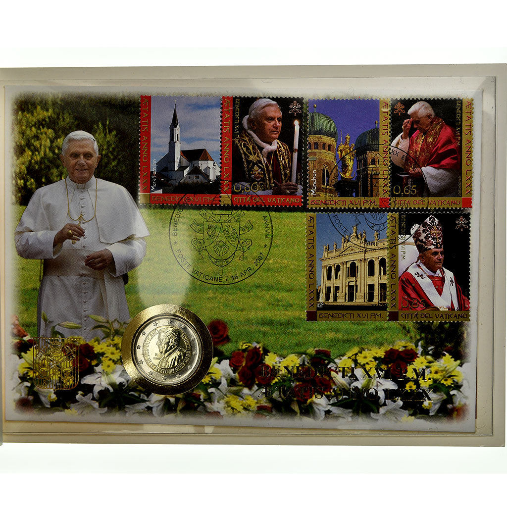 Vaticaan, 2 Euro, Benoit XVI - 80ème anniversaire, 2007, Enveloppe
