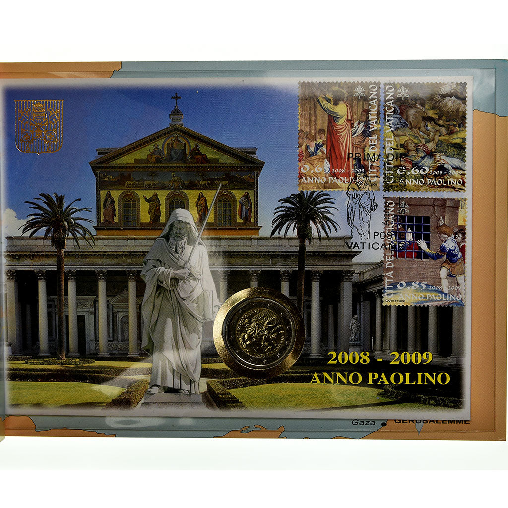 Vaticano, 2 Euro, Année Saint Paul, 2008- 2009, Enveloppe philatélique