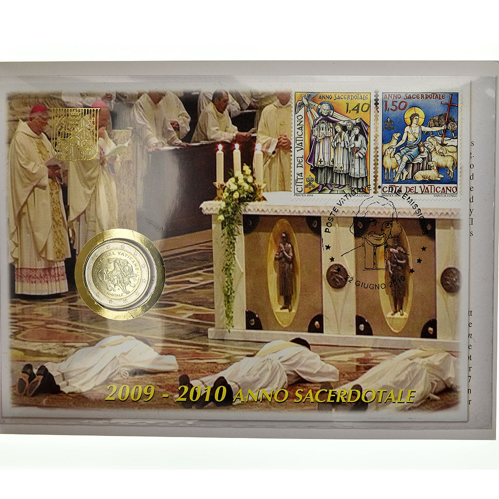 Vaticano, 2 Euro, Année sacerdotale, 2009 - 2010, Enveloppe philatélique
