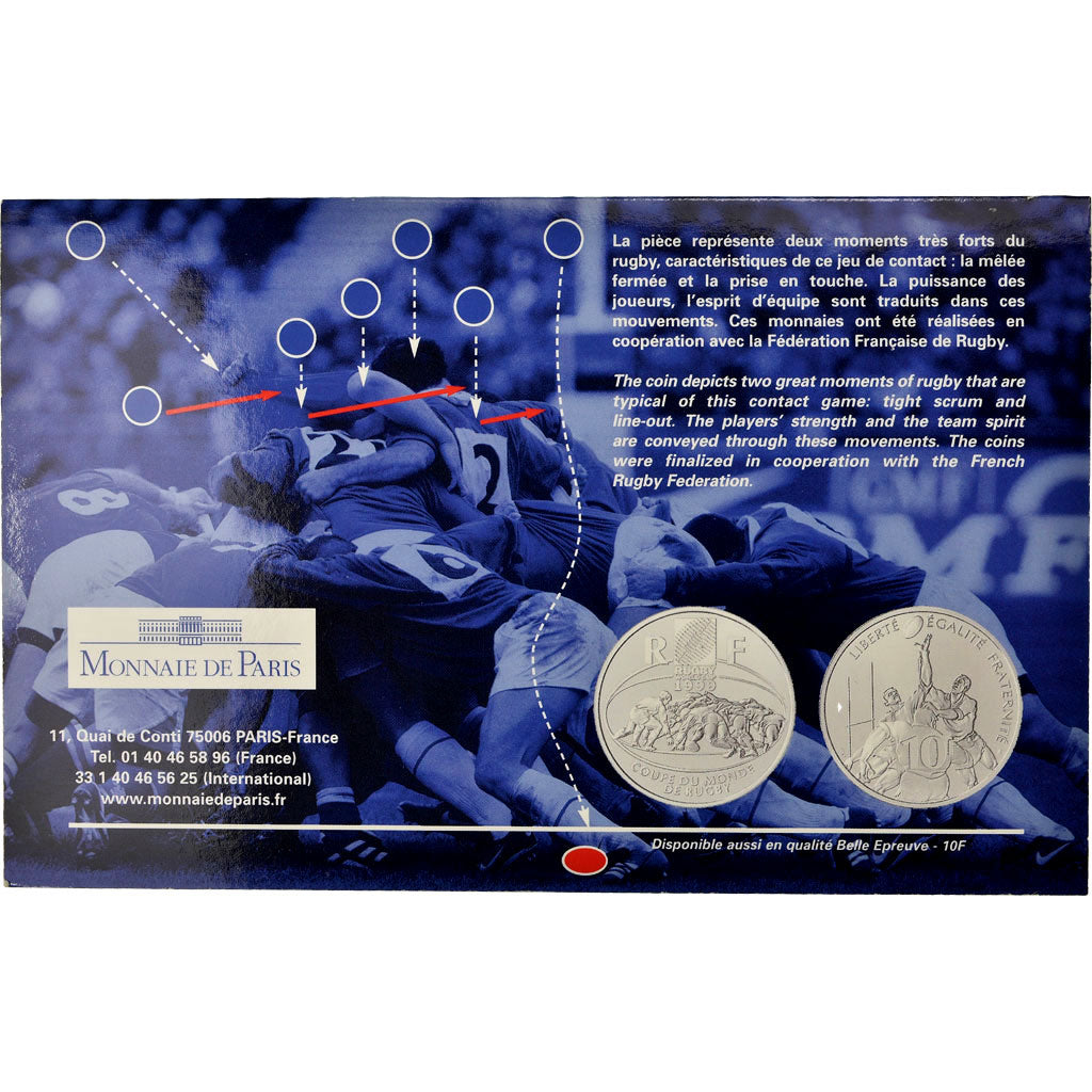 Coin, France, Franc, 1999, Paris, Rugby, MS(65-70), Silver, KM:1291