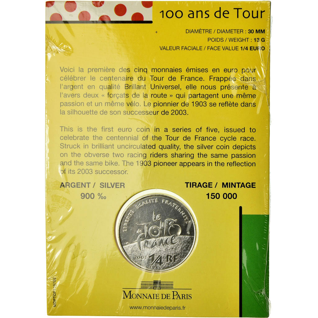 France, 1/4 Euro, 2003, Les 100 ans du Tour de France, Silver, Gadoury:EU70