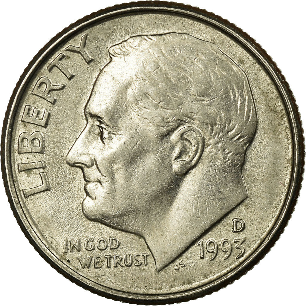Coin, United States, Roosevelt Dime, Dime, 1993, U.S. Mint, Denver, EF(40-45)